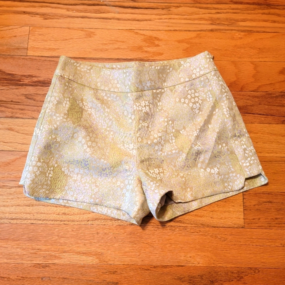 J. Crew Gold Metallic Floral Jacquard Women’s Shorts